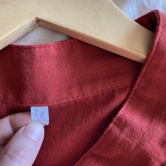 Guayabera Mexican Shirt Cotton Linen Mens 3X Brick Red Boho Embroidery Festival - Picture 7 of 13